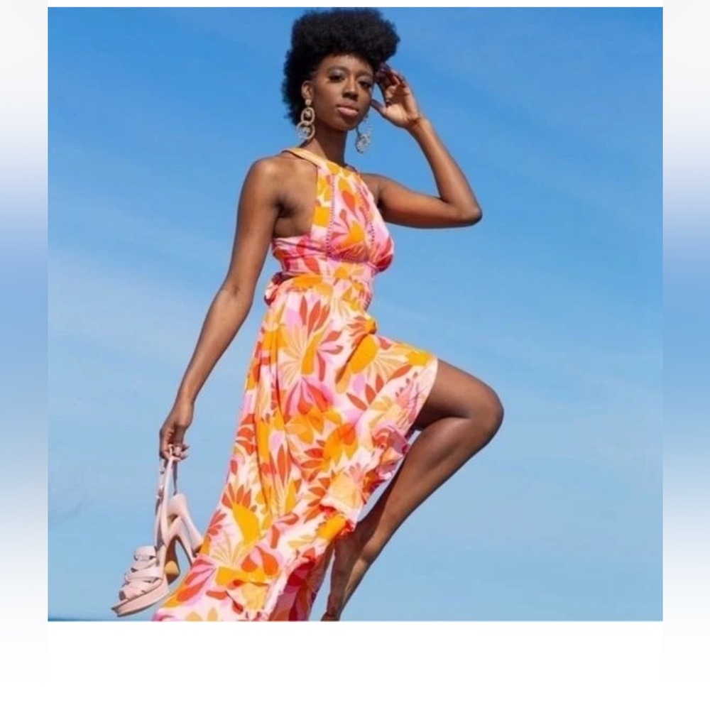 Anthropologie Abel The Label Floral Rumi Maxi Halter Dress size  medium